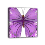 Purple Awareness Butterfly Mini Canvas 4  x 4  (Framed)