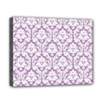 White On Lilac Damask Canvas 10  x 8  (Framed)