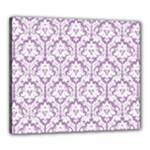White On Lilac Damask Canvas 24  x 20  (Framed)