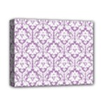 White On Lilac Damask Deluxe Canvas 14  x 11  (Framed)