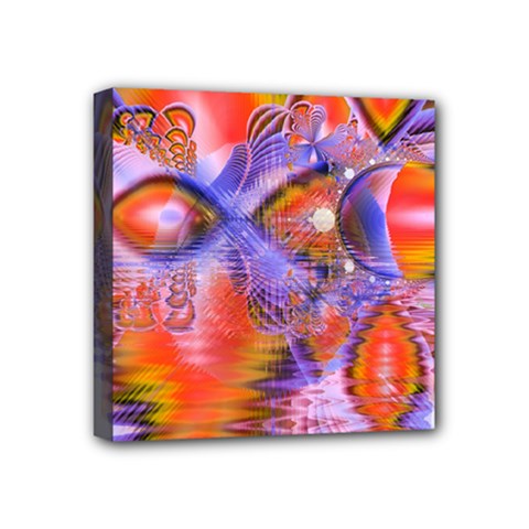 Crystal Star Dance, Abstract Purple Orange Mini Canvas 4  x 4  (Framed) from ZippyPress