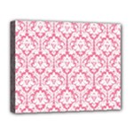 White On Soft Pink Damask Deluxe Canvas 20  x 16  (Framed)