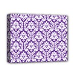 White on Purple Damask Deluxe Canvas 14  x 11  (Framed)