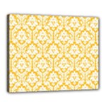 White On Sunny Yellow Damask Canvas 20  x 16  (Framed)
