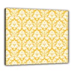 White On Sunny Yellow Damask Canvas 24  x 20  (Framed)