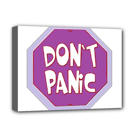 Purple Don t Panic Sign Deluxe Canvas 16  x 12  (Framed)  from ZippyPress