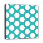 Turquoise Polkadot Pattern Mini Canvas 8  x 8  (Framed)