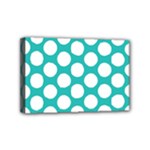Turquoise Polkadot Pattern Mini Canvas 6  x 4  (Framed)