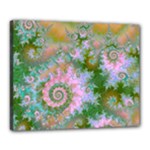Rose Forest Green, Abstract Swirl Dance Canvas 20  x 16  (Framed)