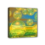 Golden Days, Abstract Yellow Azure Tranquility Mini Canvas 4  x 4  (Framed)