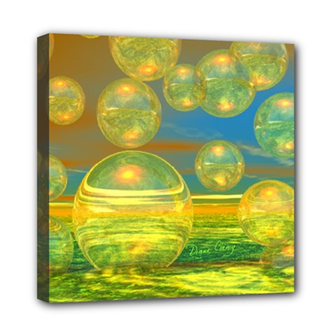 Golden Days, Abstract Yellow Azure Tranquility Mini Canvas 8  x 8  (Framed) from ZippyPress