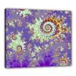 Sea Shell Spiral, Abstract Violet Cyan Stars Canvas 24  x 20  (Framed)