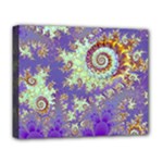 Sea Shell Spiral, Abstract Violet Cyan Stars Deluxe Canvas 20  x 16  (Framed)