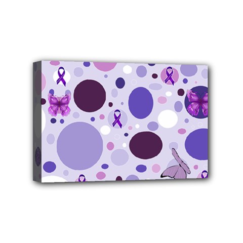 Purple Awareness Dots Mini Canvas 6  x 4  (Framed) from ZippyPress