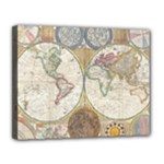 1794 World Map Canvas 14  x 11  (Framed)