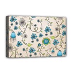 Whimsical Flowers Blue Deluxe Canvas 18  x 12  (Framed)
