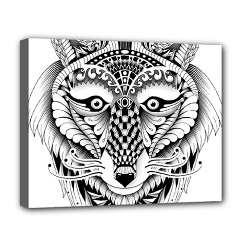 Ornate Foxy Wolf Deluxe Canvas 20  x 16  (Framed) from ZippyPress