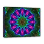Star Of Leaves, Abstract Magenta Green Forest Canvas 14  x 11  (Framed)