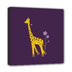 Purple Roller Skating Cute Cartoon Giraffe Mini Canvas 8  x 8  (Framed)