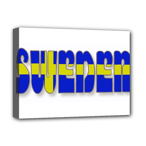 Flag Spells Sweden Deluxe Canvas 16  x 12  (Framed)  from ZippyPress