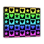 Rainbow Stars and Hearts Deluxe Canvas 20  x 16  (Framed)