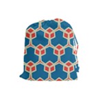 Orange shapes on a blue background Drawstring Pouch