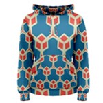 Orange shapes on a blue background Women s Pullover Hoodie