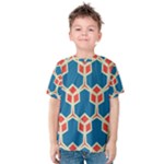 Orange shapes on a blue background Kid s Cotton Tee