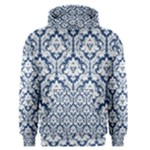 White On Blue Damask Men s Pullover Hoodie