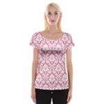 soft Pink Damask Pattern Women s Cap Sleeve Top
