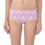 soft Pink Damask Pattern Mid-Waist Bikini Bottoms