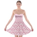 soft Pink Damask Pattern Strapless Bra Top Dress
