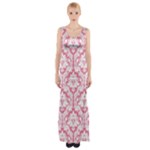 soft Pink Damask Pattern Maxi Thigh Split Dress