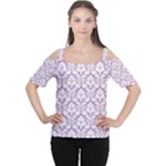 Lilac Damask Pattern Women s Cutout Shoulder Tee