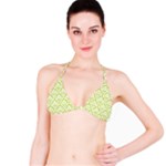 Spring Green Damask Pattern Bikini Top