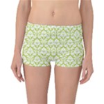 Spring Green Damask Pattern Reversible Boyleg Bikini Bottoms