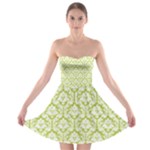 Spring Green Damask Pattern Strapless Bra Top Dress