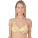 Sunny Yellow Damask Pattern Reversible Tri Bikini Top