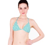 Turquoise Damask Pattern Bikini Top