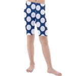 Dark Blue Polkadot Kid s Mid Length Swim Shorts