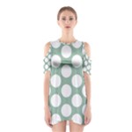 Jade Green Polkadot Cutout Shoulder Dress