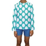 Turquoise Polkadot Pattern Kid s Long Sleeve Swimwear