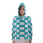 Turquoise Polkadot Pattern Hooded Wind Breaker (Women)