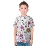 Pink whimsical flowers on pink Kid s Cotton Tee