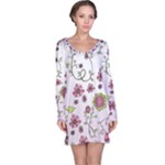 Pink whimsical flowers on pink Long Sleeve Nightdress