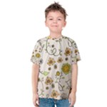 Yellow Whimsical Flowers  Kid s Cotton Tee