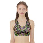 Psychedelic Leaves Mandala Women s Sports Bra with Border