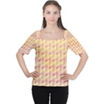 Geometric Pink & Yellow  Women s Cutout Shoulder Tee