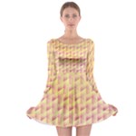 Geometric Pink & Yellow  Long Sleeve Skater Dress