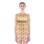 Geometric Pink & Yellow  Cutout Shoulder Dress